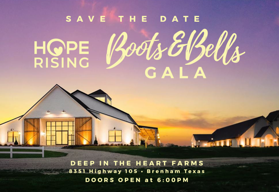 Gala announcement with outdoor facility at golden hour. Design by Rachael Hall Creative.