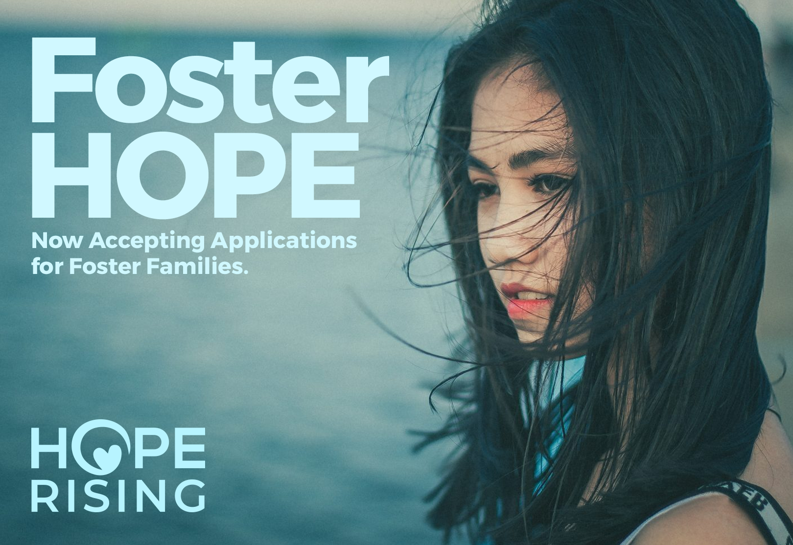 Young teen girl awaiting adoption. Foster recruitment flyer designed my Rachael Hall Creative.
